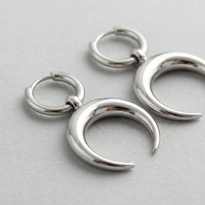 Bold Crescent Moon Dangle Earrings