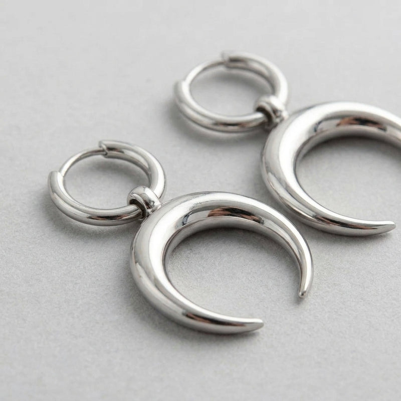 Bold Crescent Moon Dangle Earrings