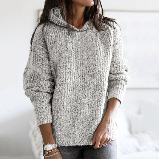 Retro Casual Solid Color Hooded Sweater elevenforest