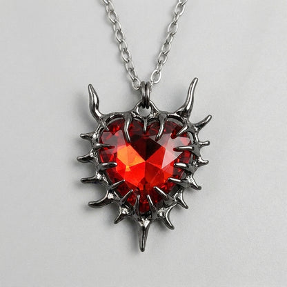 Gothic Heart Pendant Necklace Dark Thorn Heart Necklace