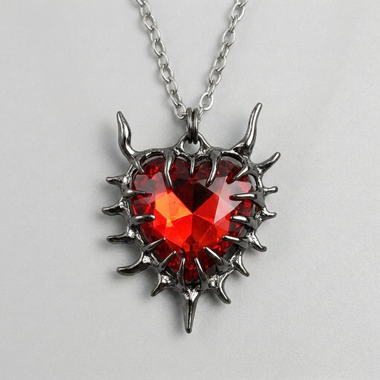 Gothic Heart Pendant Necklace Dark Thorn Heart Necklace