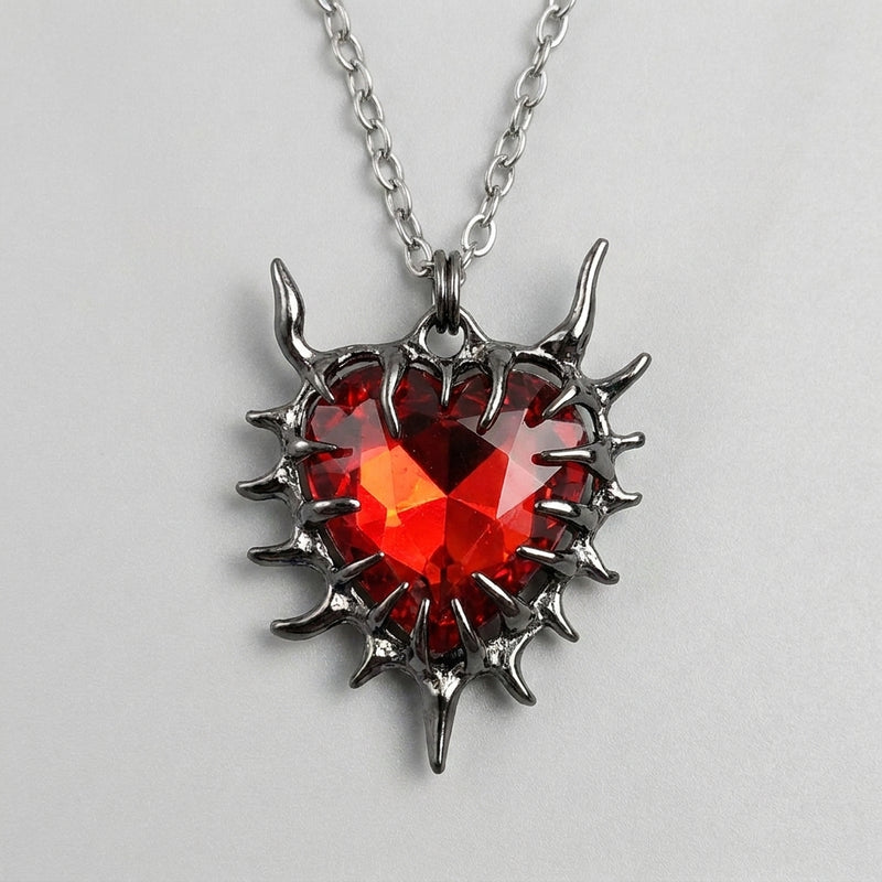 Gothic Heart Pendant Necklace Dark Thorn Heart Necklace