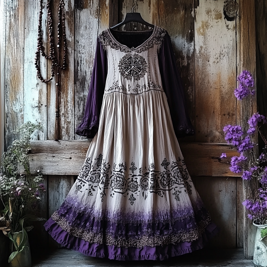 Women's Vintage Tribal Viking Tree Of Life Lace Panel Dress artswardrobe