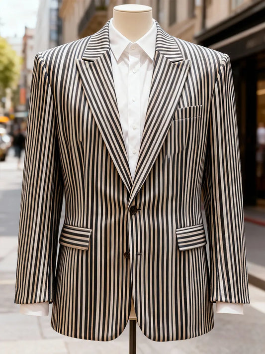 Casual Stripe Art Print Blazer