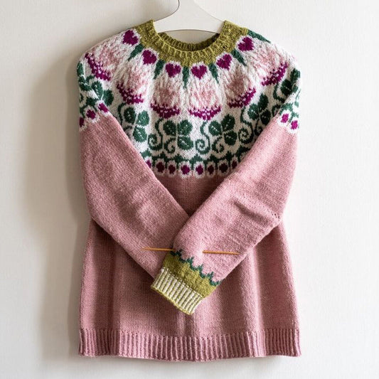 Floral Jacquard Breast Cancer Awareness Sweater elevenforest