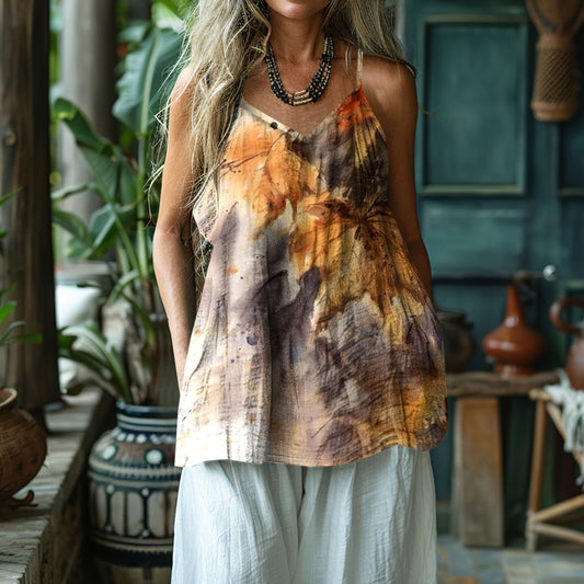 Vintage Floral Art V-neck Tank Top artswardrobe