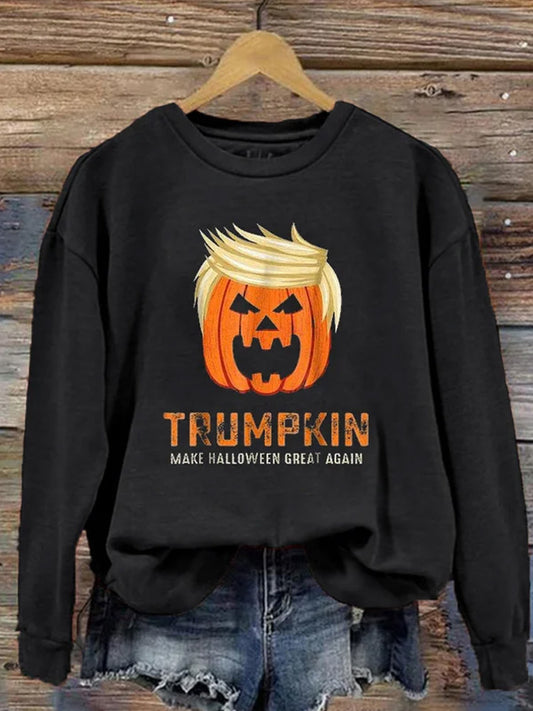 Comstylish Women's Trumpkin Make Halloween Great Again Halloween Fun Print Sweatshirt