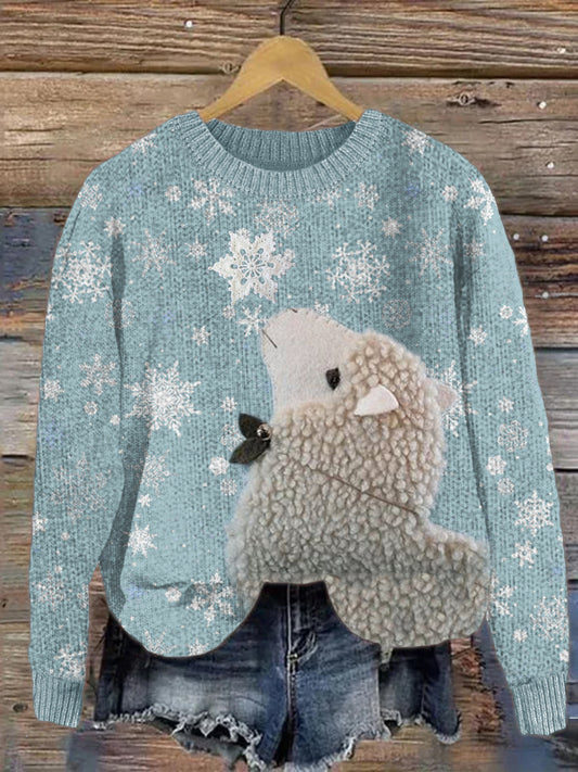 Sheep Fleece Snowflakes Cozy Knit Sweater artswardrobe
