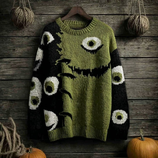 Halloween Scary Smiley Face Knitted Warm Sweater elevenforest