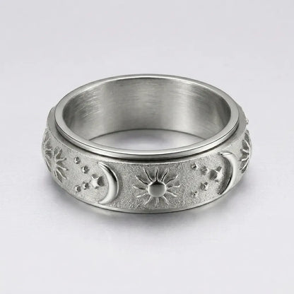 Sun & Crescent Moon Spinner Ring