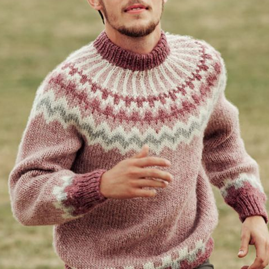 Knitted Jacquard Iceland Crew Neck Sweater elevenforest