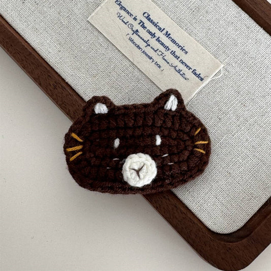 Comstylish Wool Crochet Cartoon Cat Bb Clip