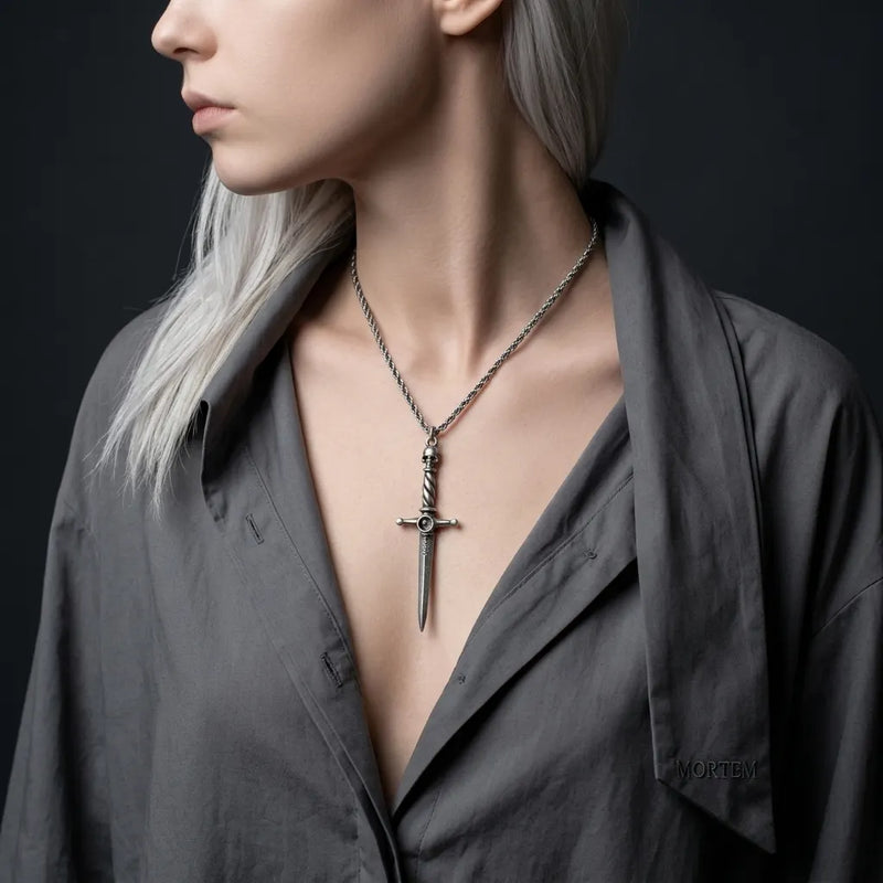 Reaper's Dagger Black Stone Necklace