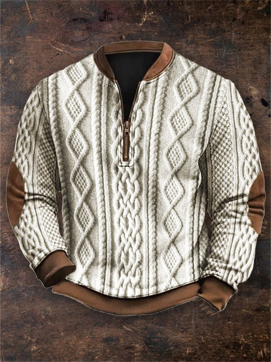 Men's Vintage Viking Cable Knit Zip Up Sweatshirt elevenforest