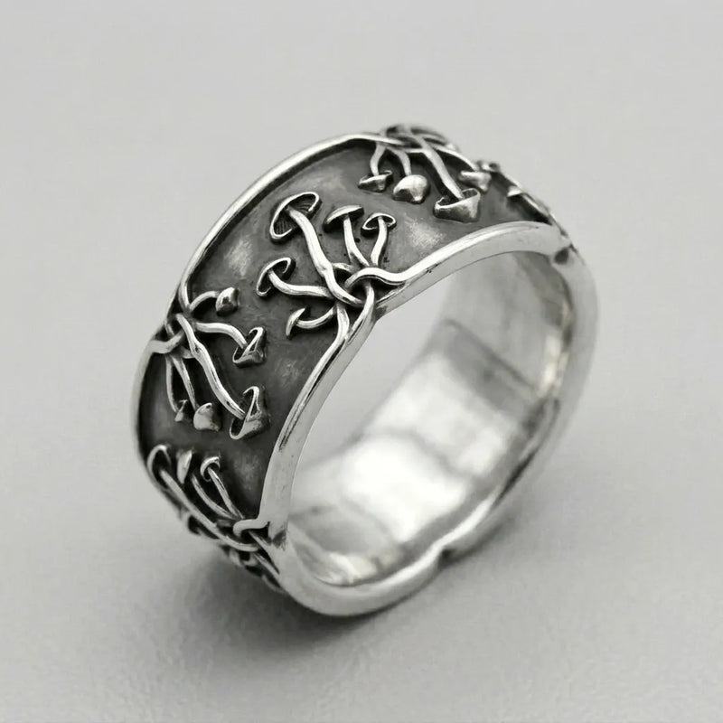 Mushroom Celtic Knot Panoramic Band Ring