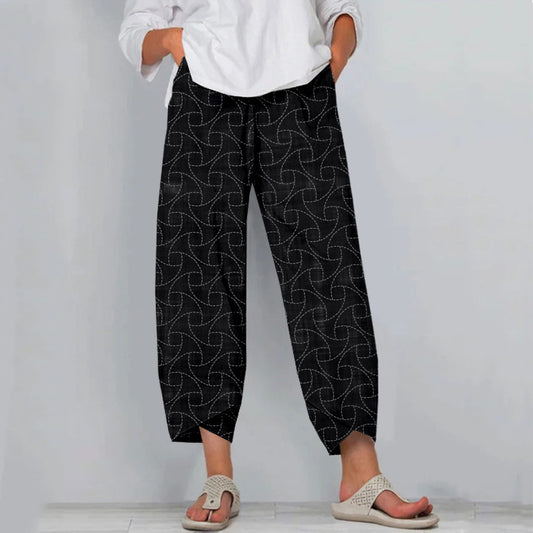Comstylish Vintage Japanese Traditional Sashiko Art Linen Pants