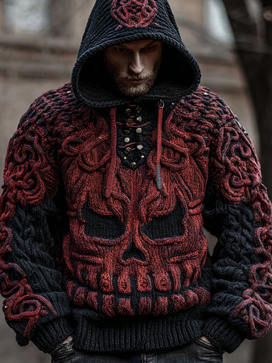 Men's Vintage Evil Smiley Face Warm Hooded Sweater artswardrobe