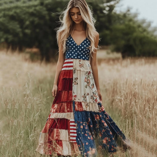 Women's Independence Day Flowers Art Line Tank Dress artswardrobe
