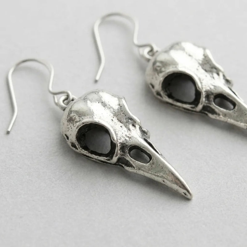Raven Skull Dark Omen Earrings