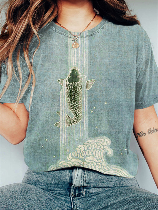 Comstylish Upstream Carp Japanese Art Comfy T Shirt