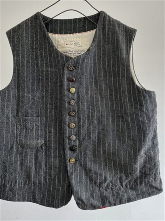 Vintage Striped Casual Linen Blend Vest artswardrobe