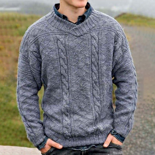 Men'S Retro Jacquard Knitted Art Crew Neck Cozy Knit Sweater elevenforest