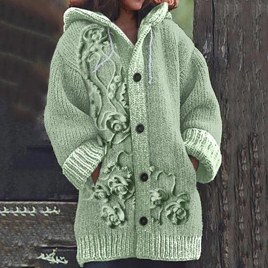 Vintage Tribal Floral Jacquard Art Cozy Cardigan Sweater artswardrobe