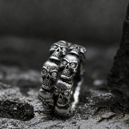 Skull Inlaid Gemstone Ring
