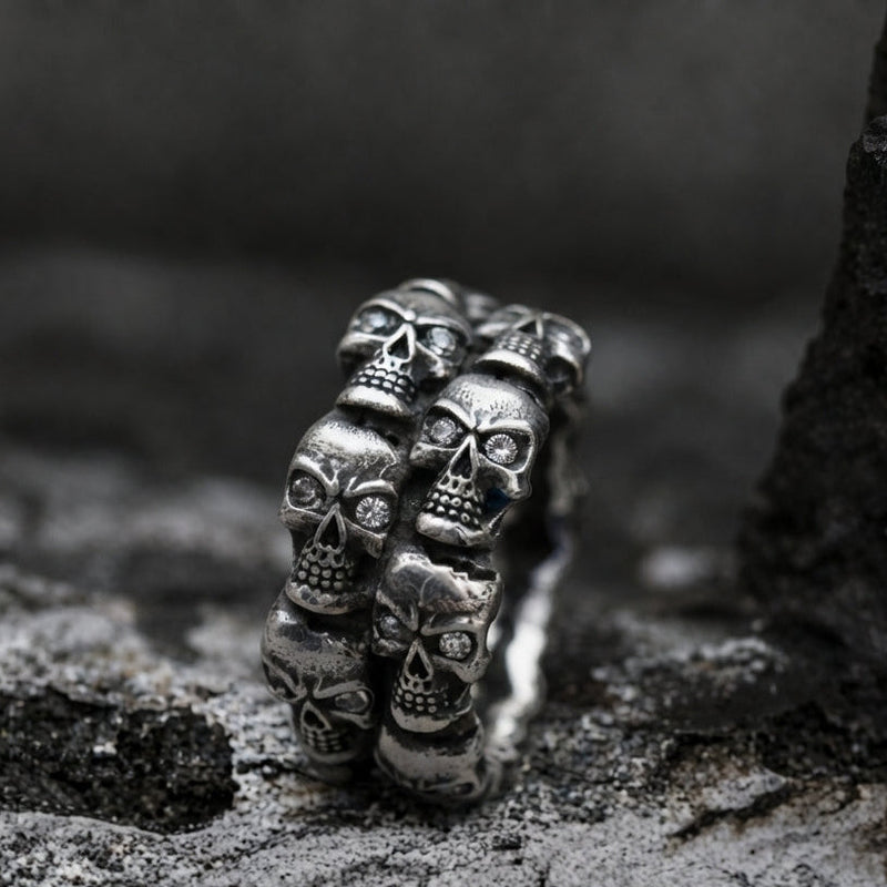 Skull Inlaid Gemstone Ring