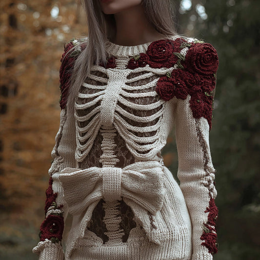 Women Halloween Skeleton And Bow Ancient Mini Skirt artswardrobe