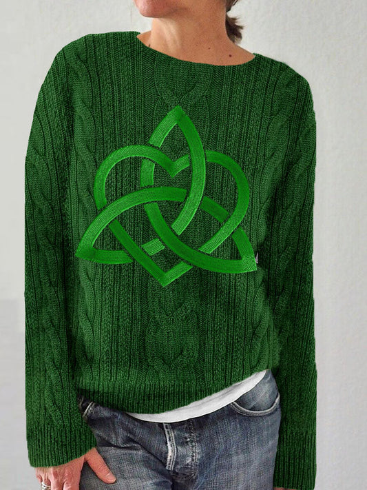 Irish Celtic Love Knot Embroidered Jacquard Cozy Sweater artswardrobe
