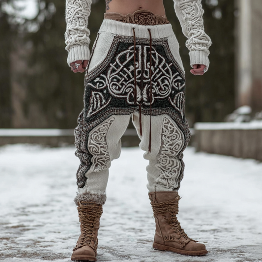 Viking Retro Style Men's Winter Warm Knitted Wool Pants artswardrobe