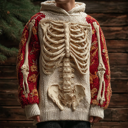 Anatomy Skeleton Art Men's Hooded Knit Sweater artswardrobe