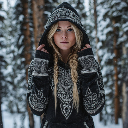 Comstylish Vintage Viking Celtic Knot Pattern Comfy Hoodie