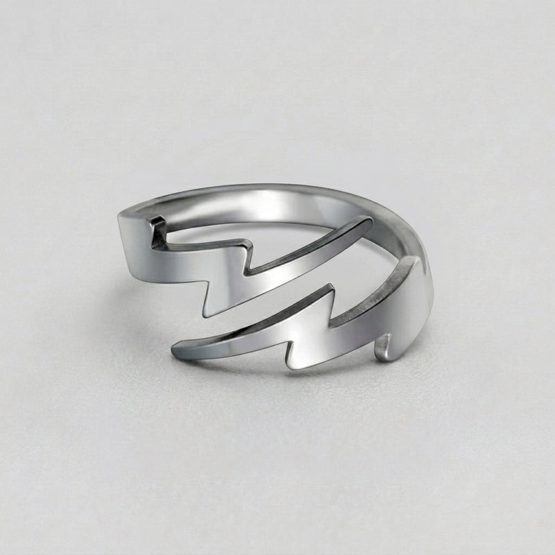 Double Lightning Bolt Open Band Ring
