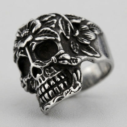 Blooming Skull Signet Ring