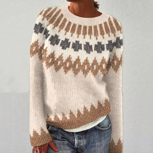 Vintage Icelandic Warm Knitted Jacquard Women's Sweater elevenforest