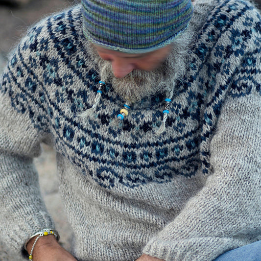 Vintage Beautiful Norwegian Knit Jacquard Crew Neck Sweater（Unisex） elevenforest