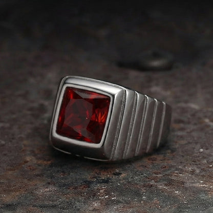 Dark Red Ruby Silver Ring