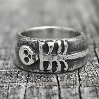 Skull & Spine Skeleton Band Ring