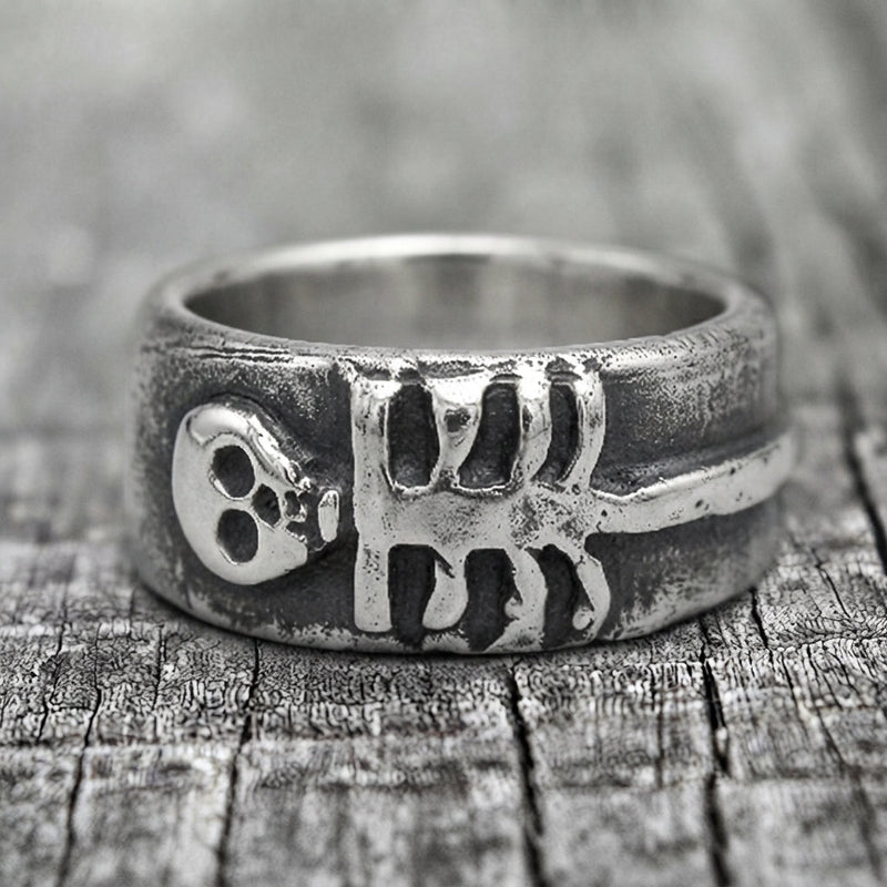 Skull & Spine Skeleton Band Ring