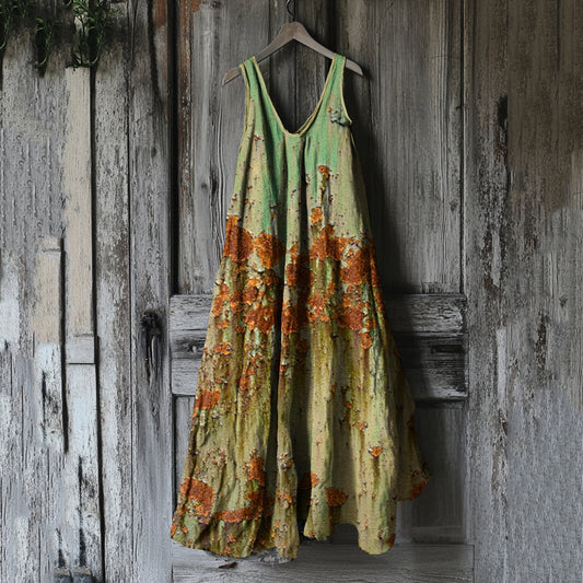 Vintage Rust Art Loose Tank Midi Dress artswardrobe
