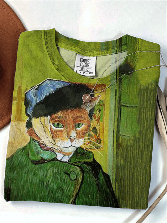 Funny Cat Self Portrait Art Comfy T Shirt elevenforest