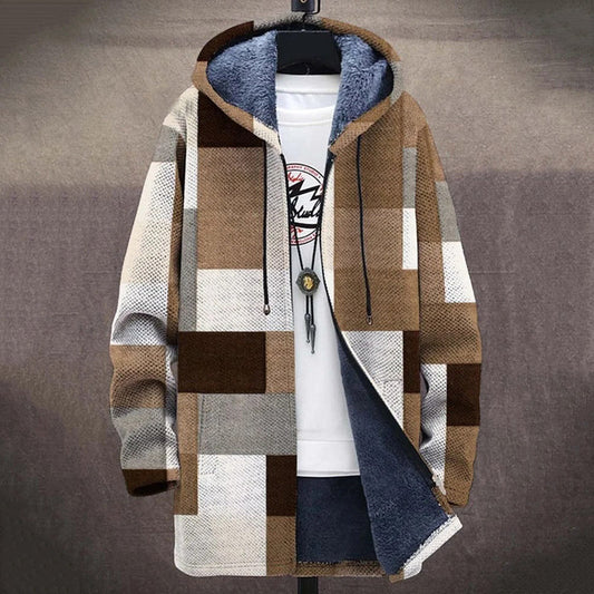 Men's Retro Geometric Plush Cozy Cardigan Sweater Jacket elevenforest