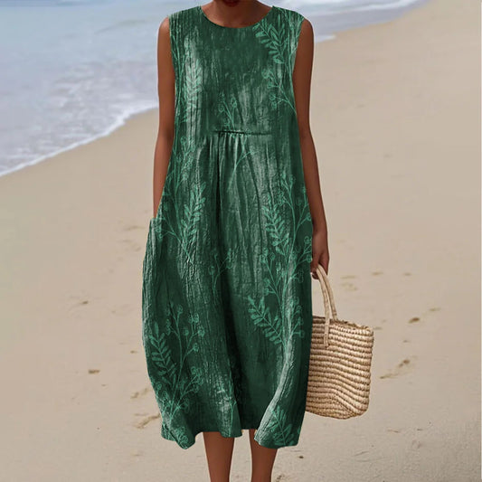 Women's Vintage Floral Art Print Casual Dress artswardrobe