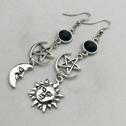 Mismatched Sun Moon Star Earrings
