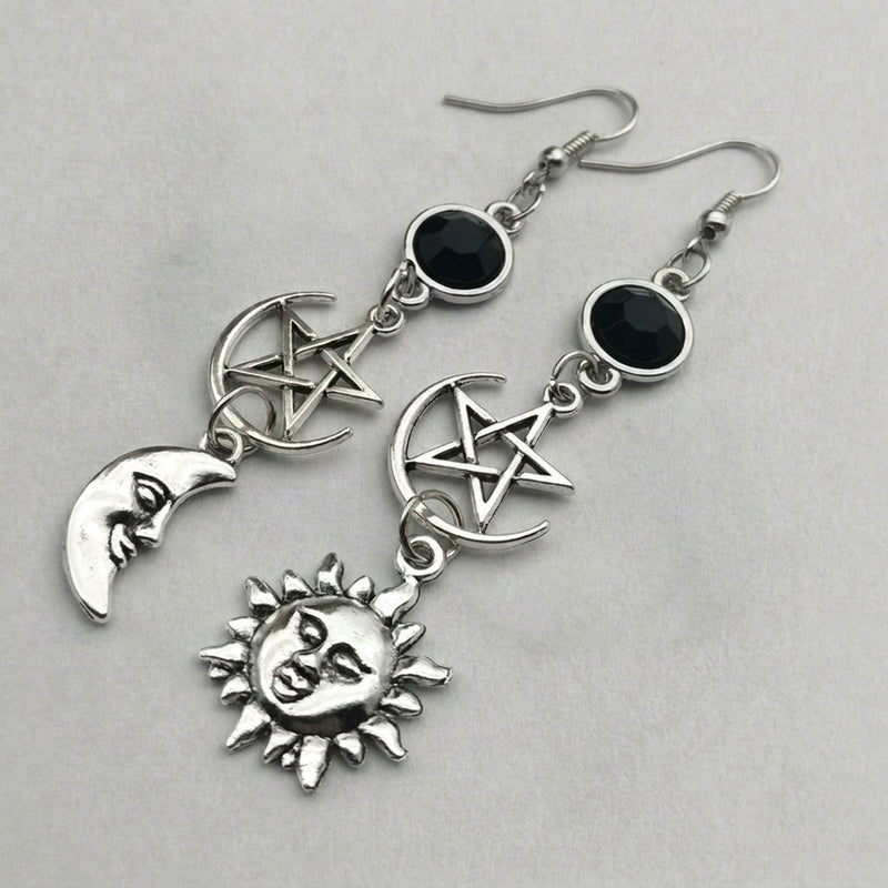 Mismatched Sun Moon Star Earrings