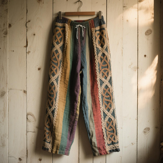 Women's Rainbow Celtic Knot Lace Art Comfort Casual Pants artswardrobe