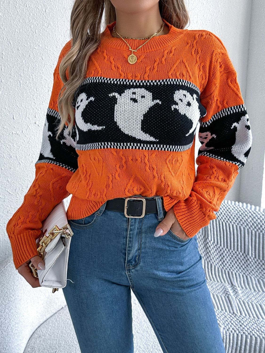 Victoria® | Ghost crew neck long sleeve sweater