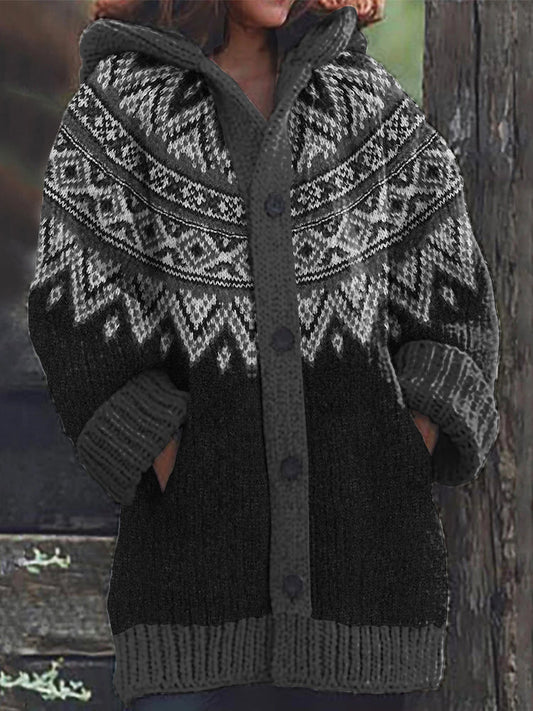 Women's Fairman Pattern Contrast Sweater Cardigan artswardrobe